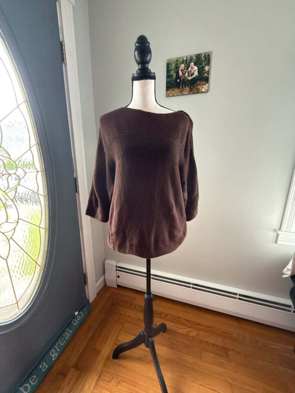 Kate Hill Women's Brown Textured Knit Sweater Size L